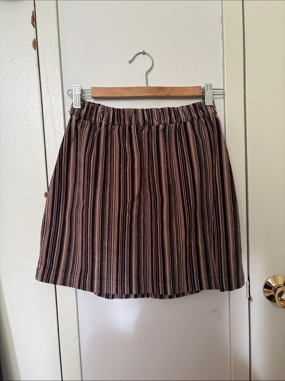 American Eagle Outfitters Brown Striped Mini Corduroy Skirt